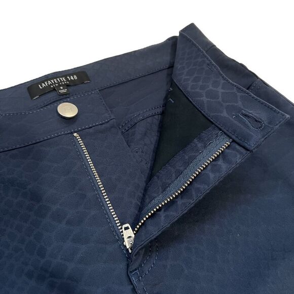 LAFAYETTE 148 NY Size 2 Small Navy Blue Thompson Embossed Snake Pattern Pant - Picture 3 of 11